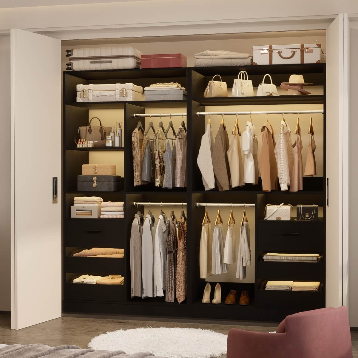 72 Inch Walk In Closet Organizer System with 2 Sets