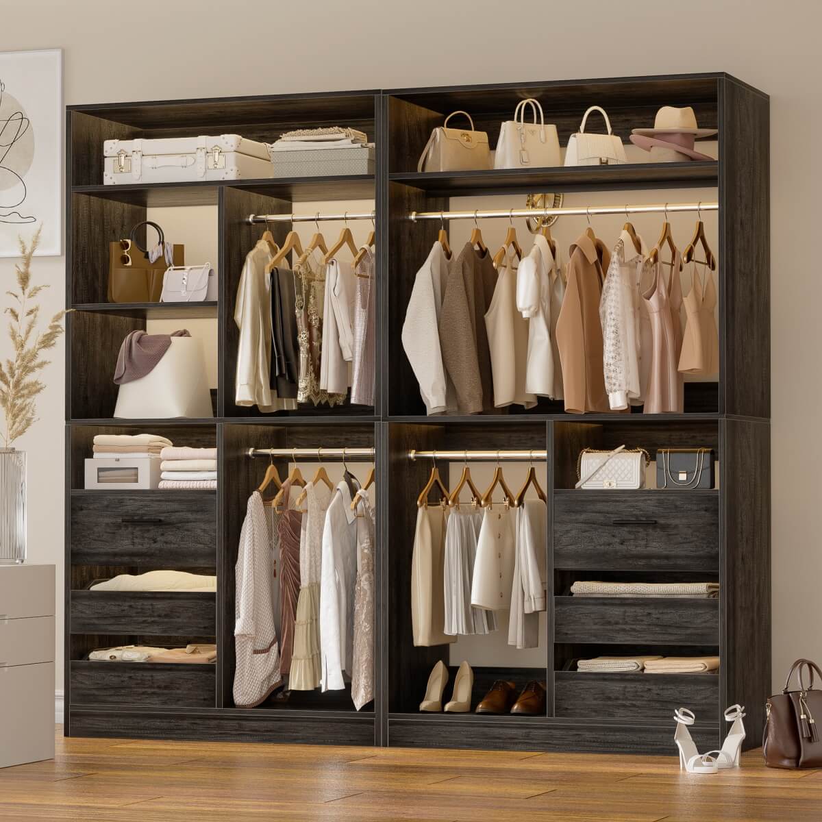 72 Inch Walk In Closet Organizer System with 2 Sets