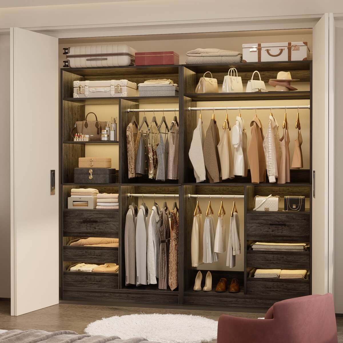 72 Inch Walk In Closet Organizer System with 2 Sets