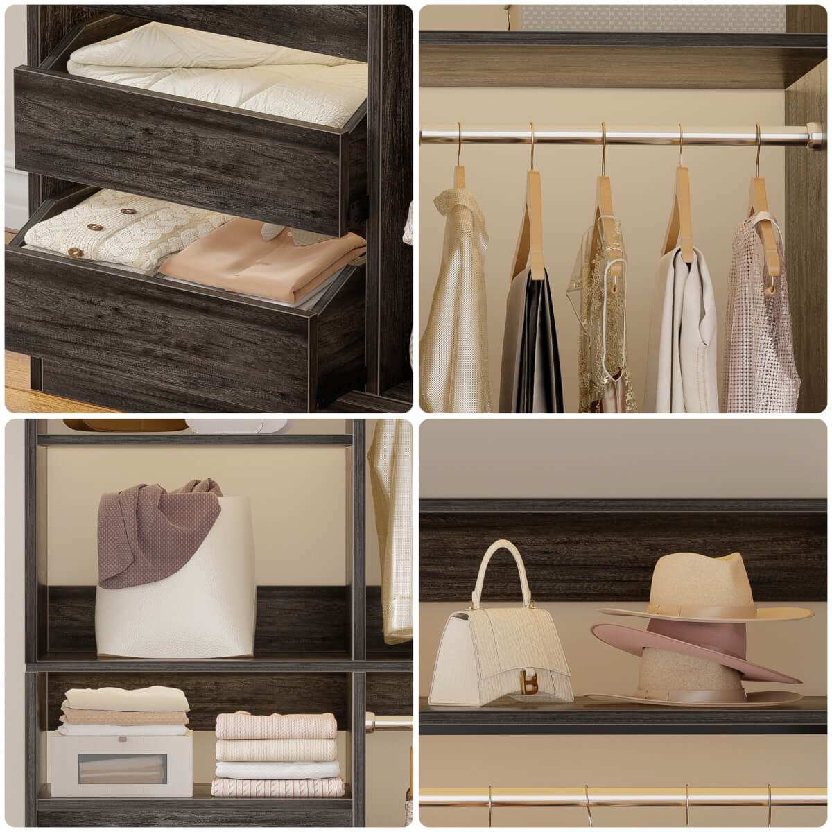 72 Inch Walk In Closet Organizer System with 2 Sets