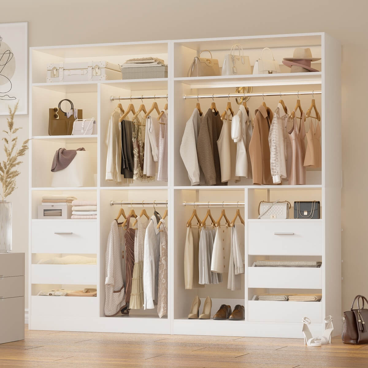72 Inch Walk In Closet Organizer System with 2 Sets