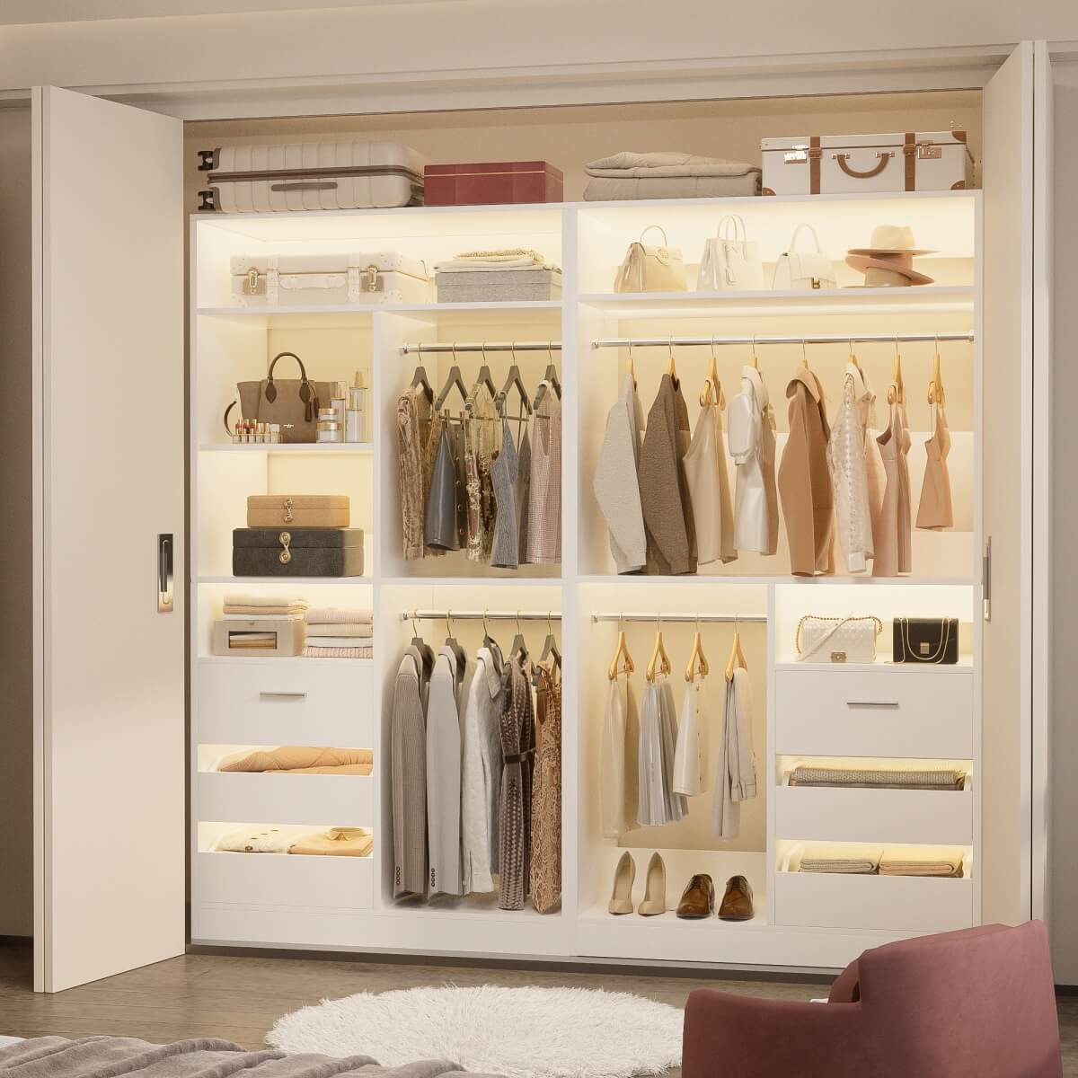 72 Inch Walk In Closet Organizer System with 2 Sets