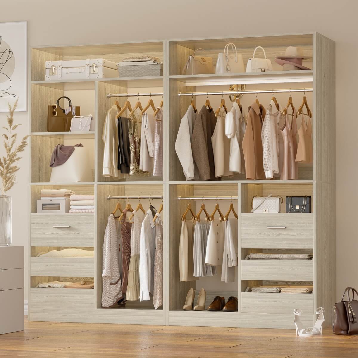 72 Inch Walk In Closet Organizer System with 2 Sets