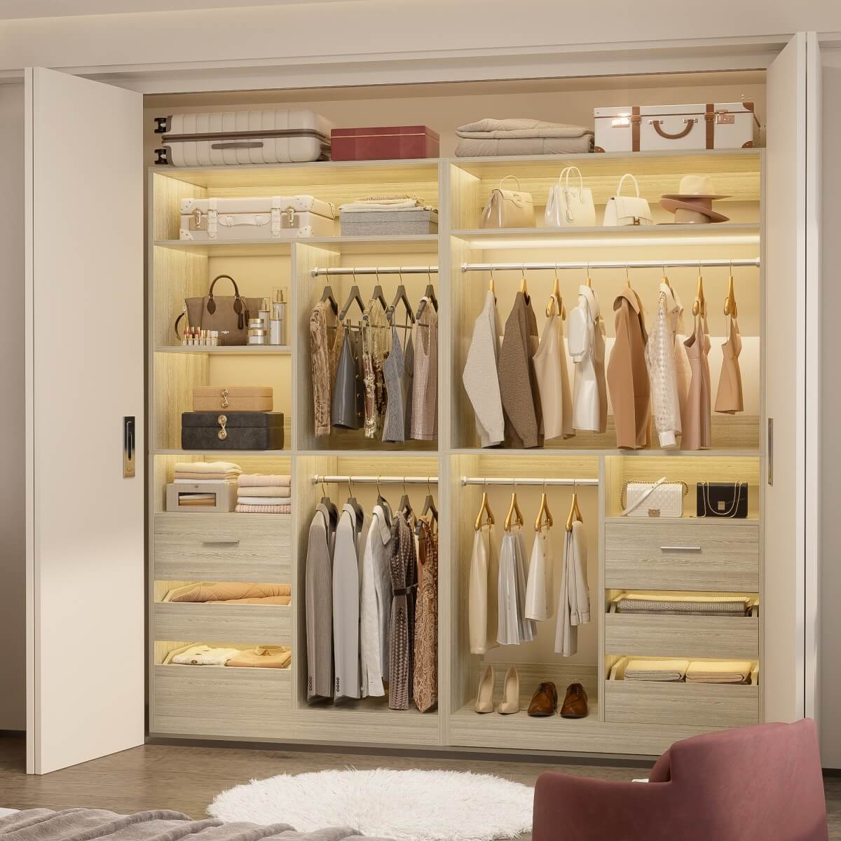 72 Inch Walk In Closet Organizer System with 2 Sets