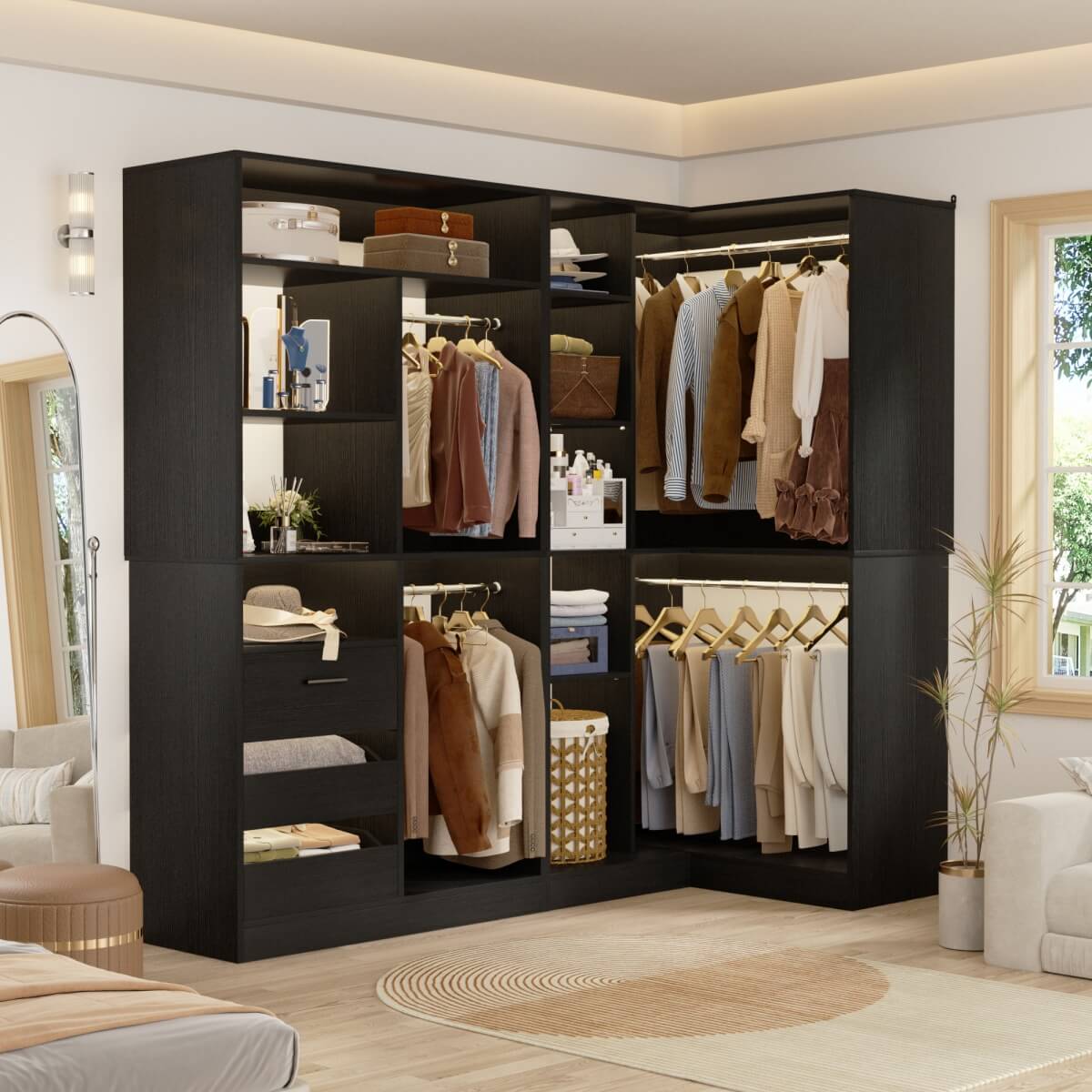 72 Inch Closet Organizer System with Corner Tower, Set of 2