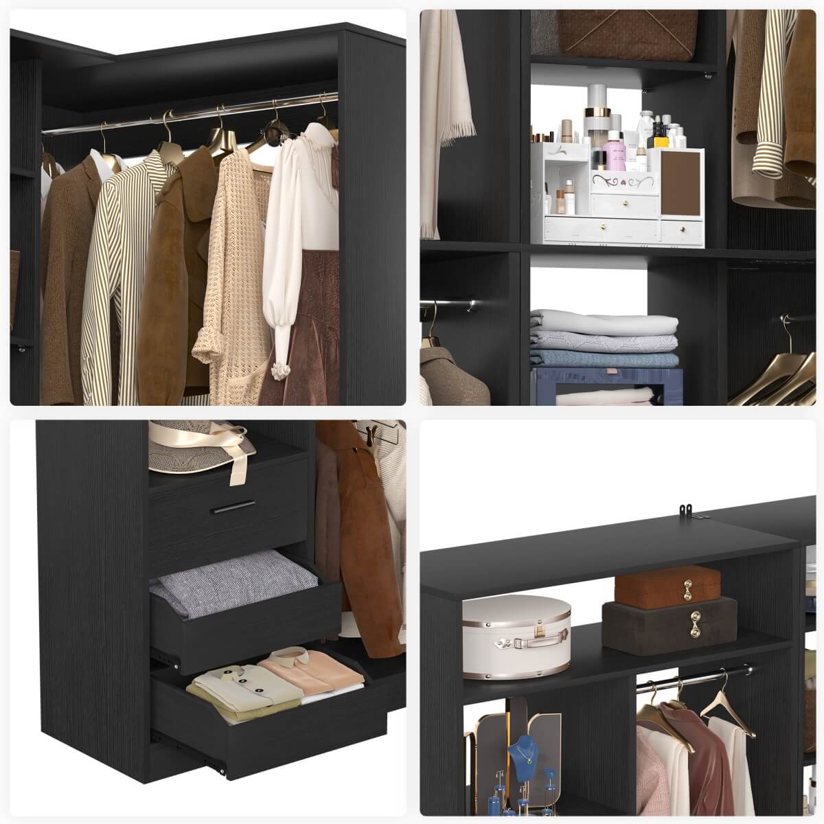 72 Inch Closet Organizer System with Corner Tower, Set of 2