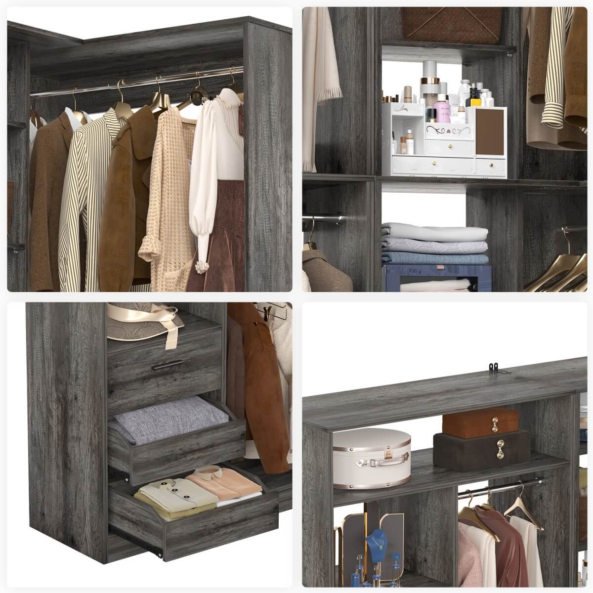72 Inch Closet Organizer System with Corner Tower, Set of 2
