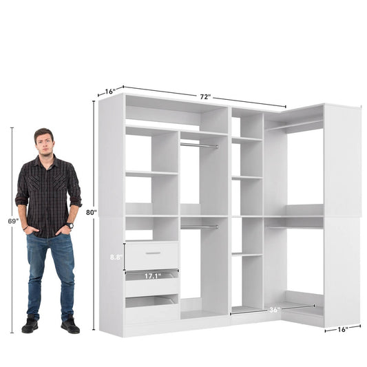 72 Inch Closet Organizer System with Corner Tower, Set of 2