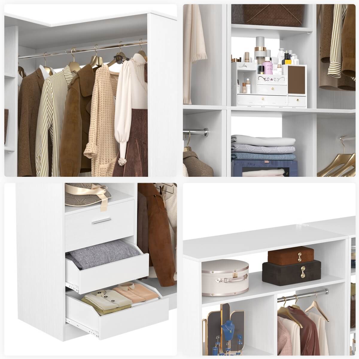 72 Inch Closet Organizer System with Corner Tower, Set of 2