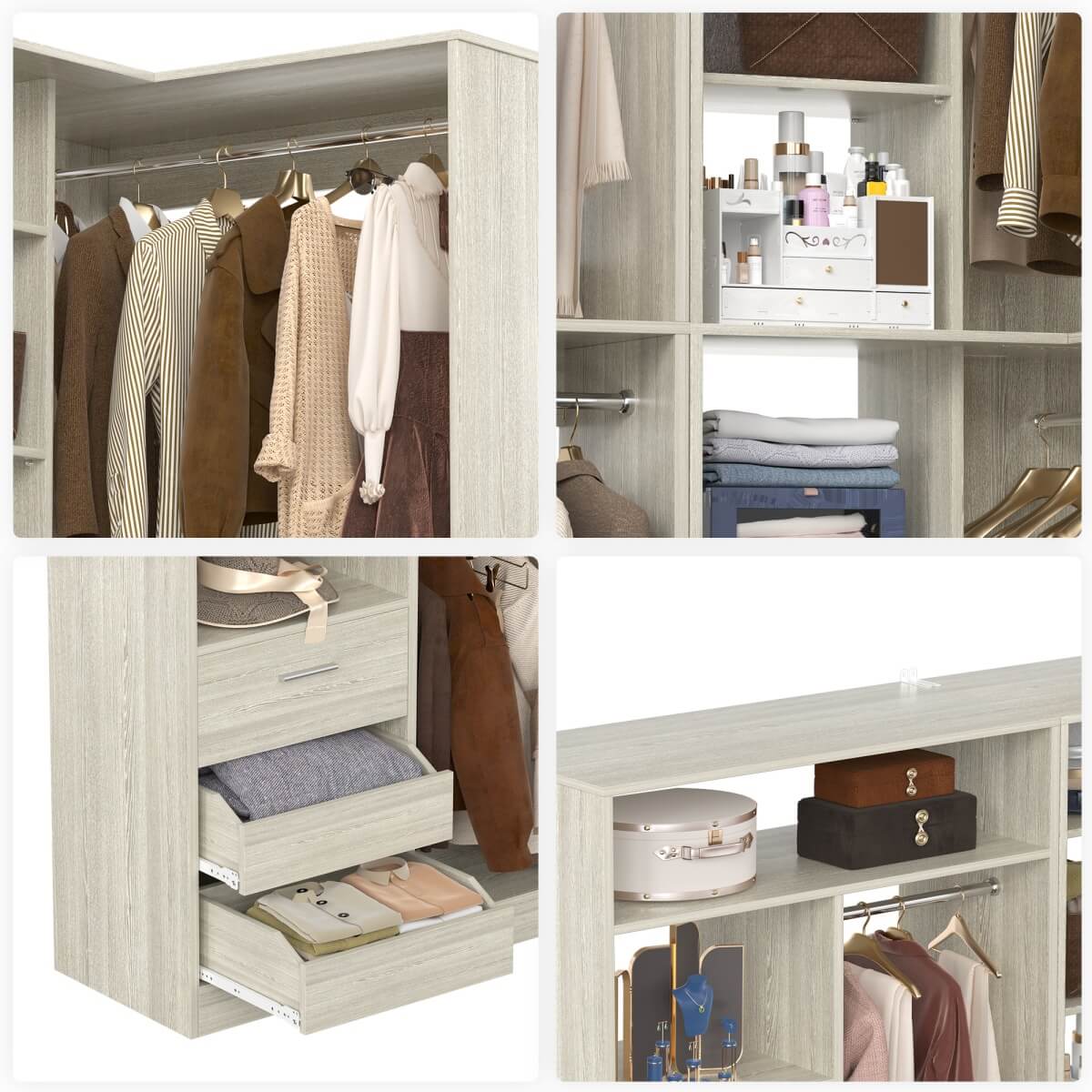 72 Inch Closet Organizer System with Corner Tower, Set of 2