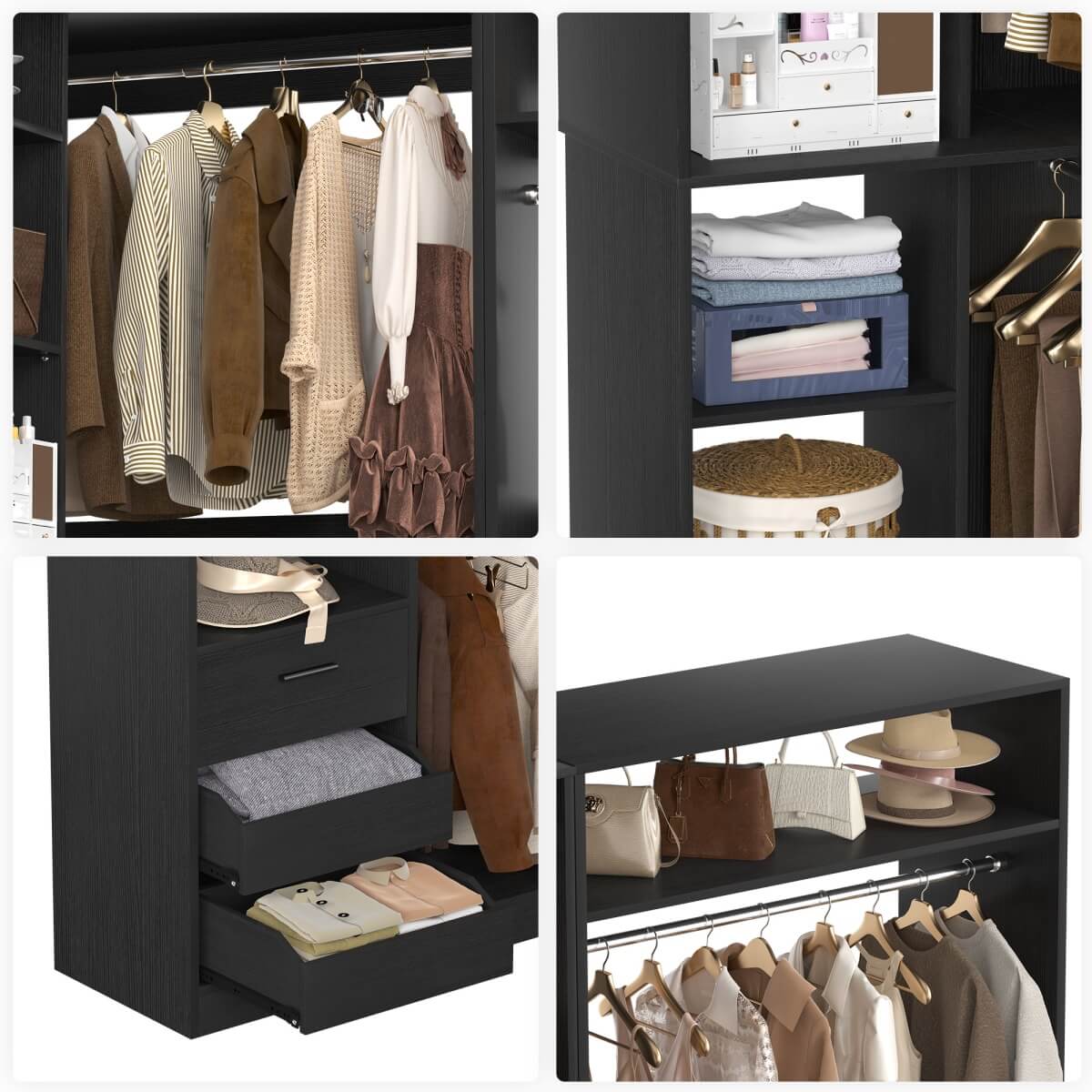 6FT Walk In Closet Organizer System with Drawers and Corner,