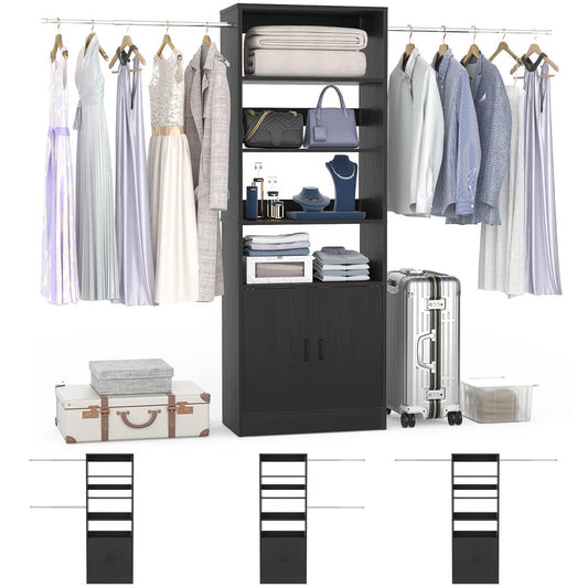 8FT Heavy Duty Closet Organizer System with Adjustable Shelves and Cabinet