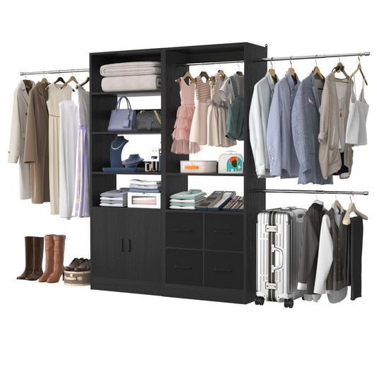 Walk-in Closet System Set of 2, with 4 Fabric Drawers and Storage Cabinet