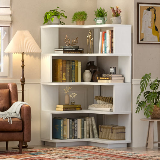 4-tier Corner Bookshelf, Space-saving Bookcase Display Storage Shelf