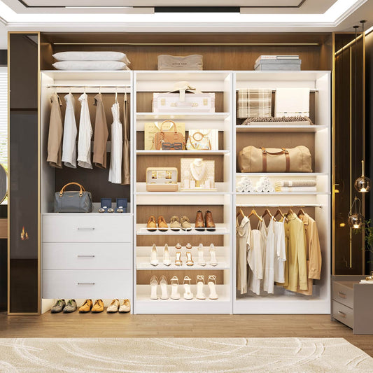 Closet System with Adjustable Shoe Shelves and Drawers