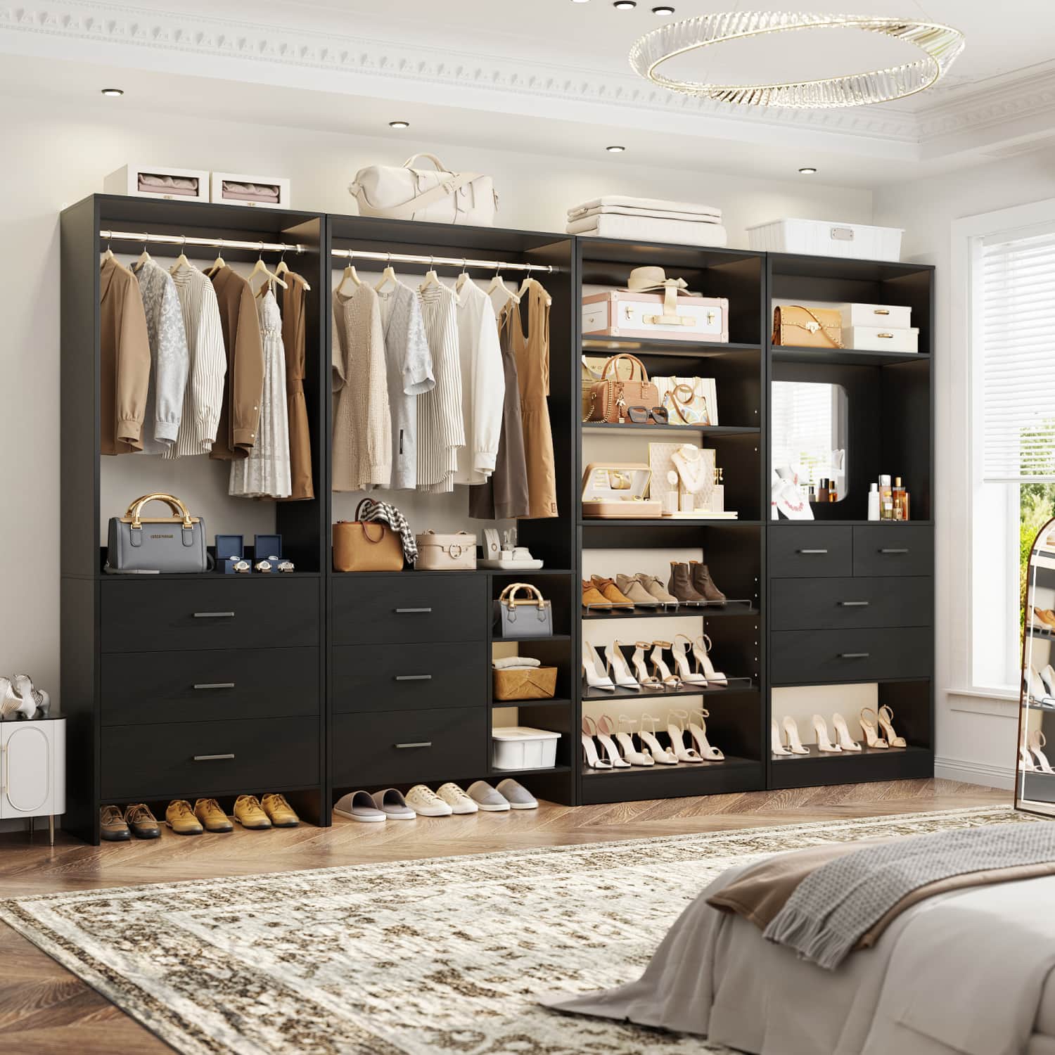 Closet System with Adjustable Shoe Shelves and Drawers – Besiost