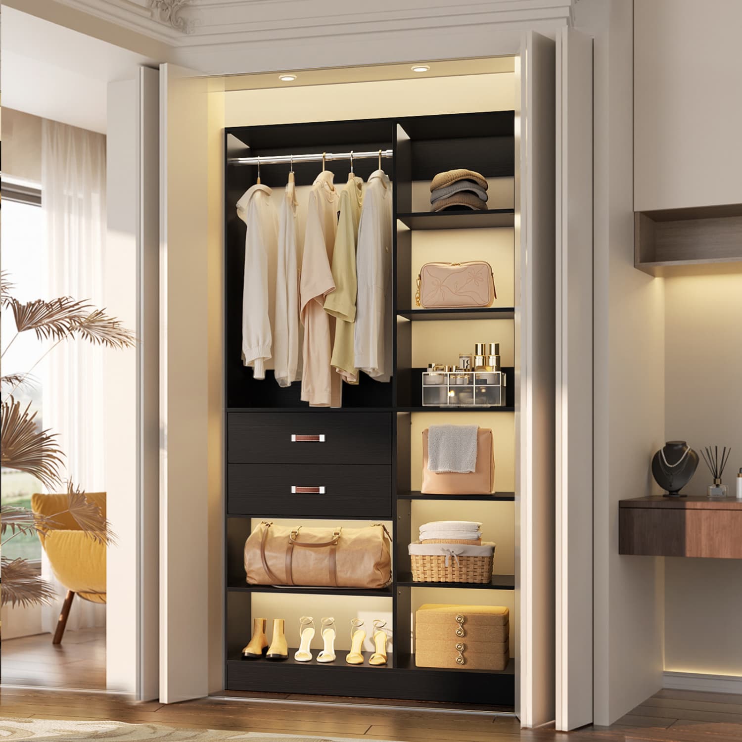Besiost 40'' Freestanding Closet System with 10 Shelves, Closet Organizer