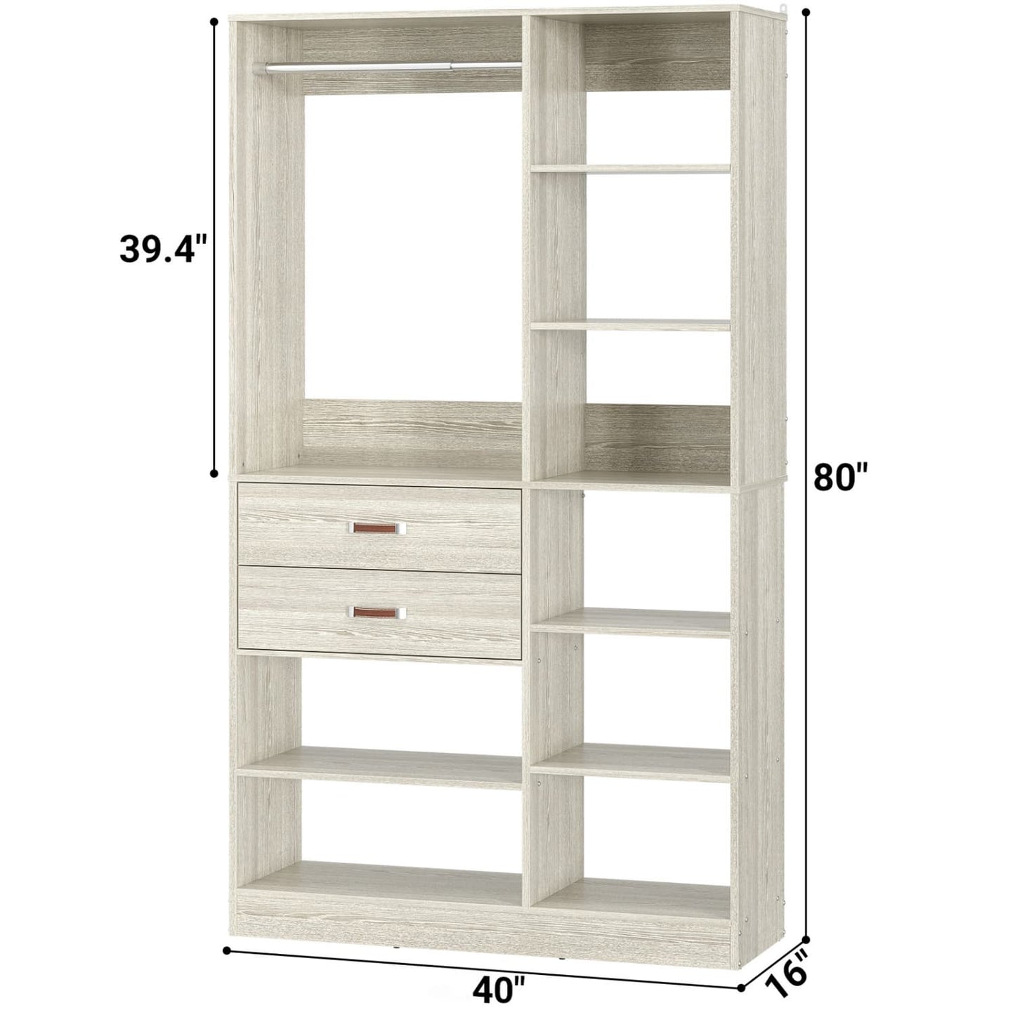 40'' Freestanding Closet System with 10 Shelves, Closet Organizer