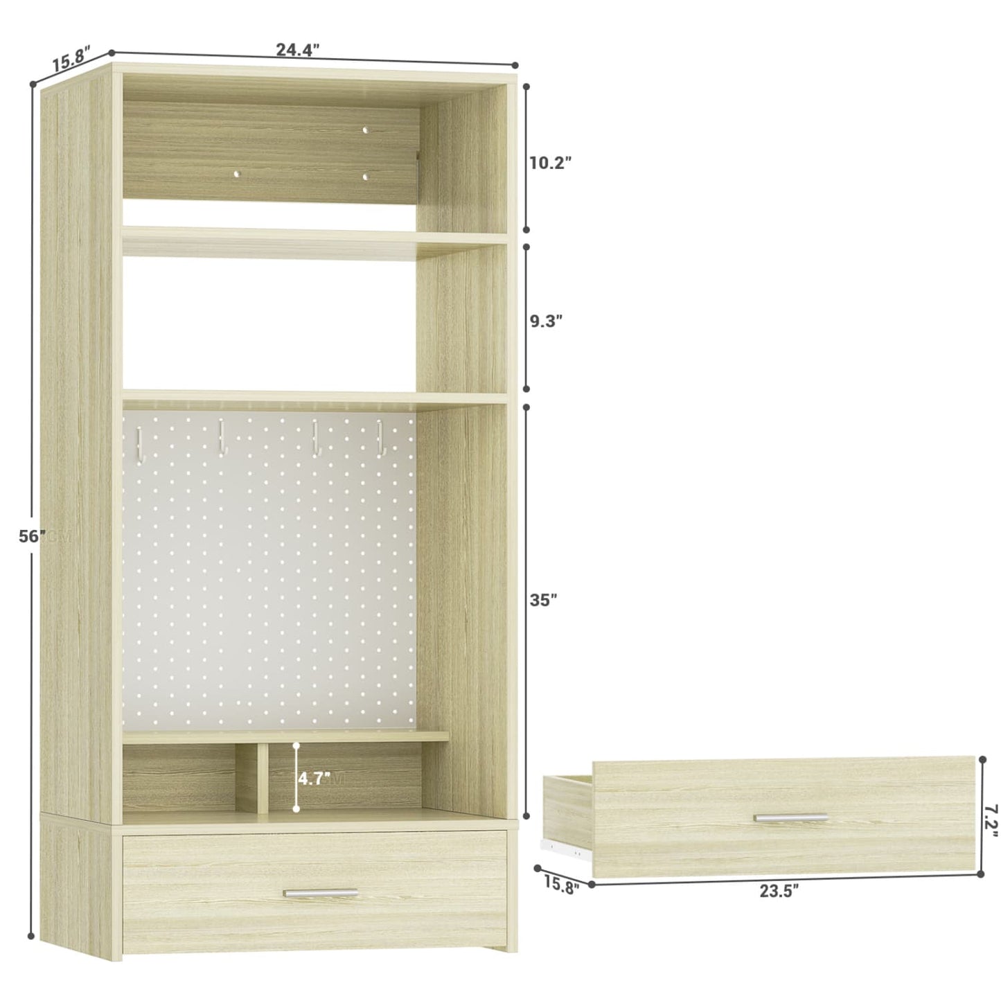 25-In Closet Organizer with Vanity Desk, Wall-mounted Makeup Table