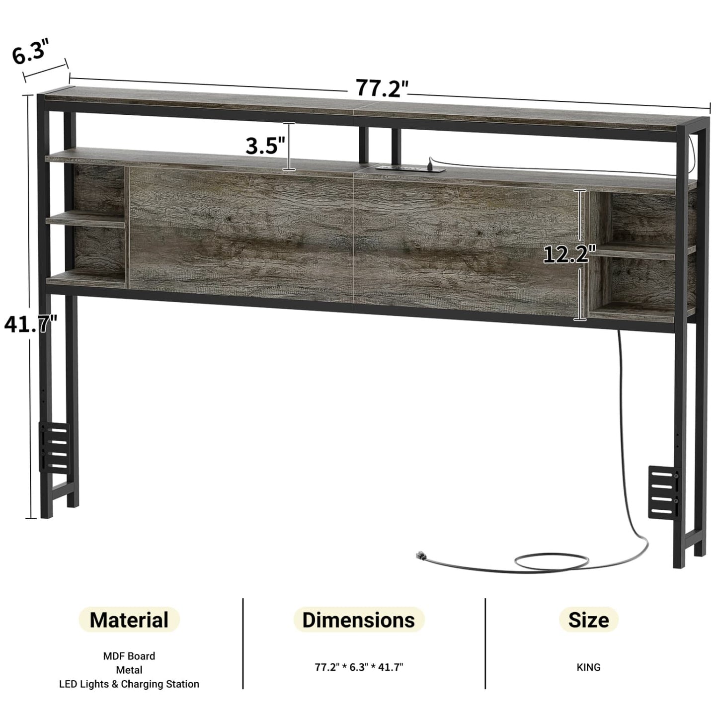 King Headboards with Power Outlets and Storage Space