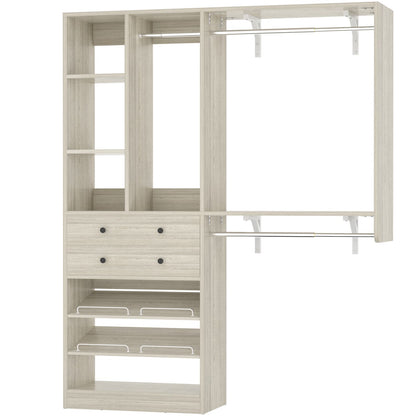 Closet System with Wooden Drawers and Two Hanging Rods