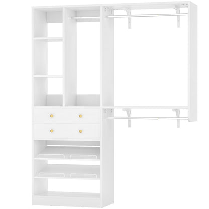 Closet System with Wooden Drawers and Two Hanging Rods