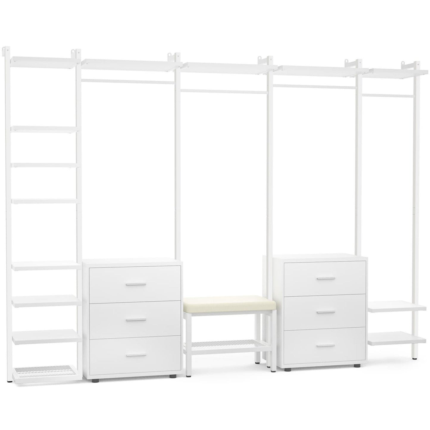 Freestanding Closet Organizer with 6 Drawers, Walk-In Closet Systen with 4 Clothing Rack