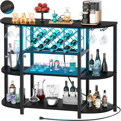 47.24" Storage Wine Cabinet with Lights and Outlets