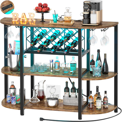 47.24" Storage Wine Cabinet with Lights and Outlets