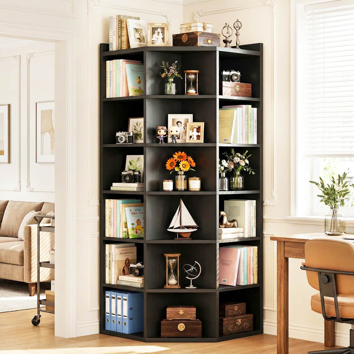 6-tier Modern Bookshelf, Storage Bookcase