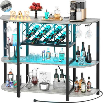 47.24" Storage Wine Cabinet with Lights and Outlets