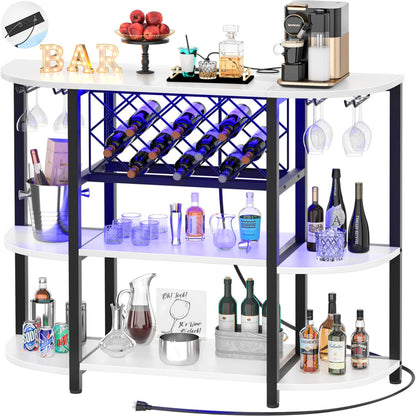 47.24" Storage Wine Cabinet with Lights and Outlets