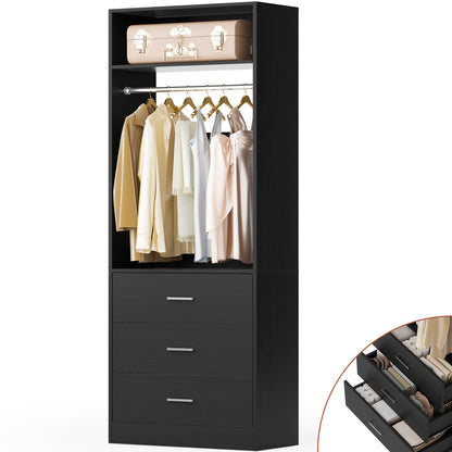 Freestanding 2FT Closet System with 3 Wood Drawers