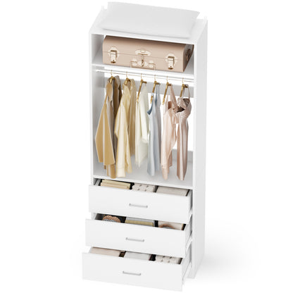 Freestanding 2FT Closet System with 3 Wood Drawers