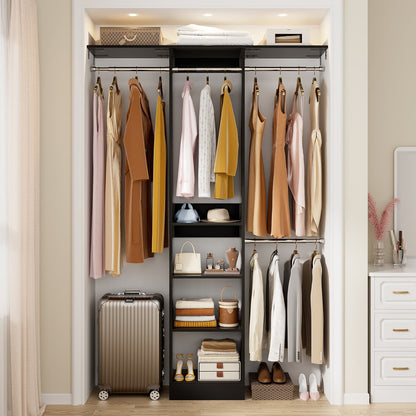 47'' W Closet System with Hanging Rods and Shelves, Closet Organizer for Bedroom