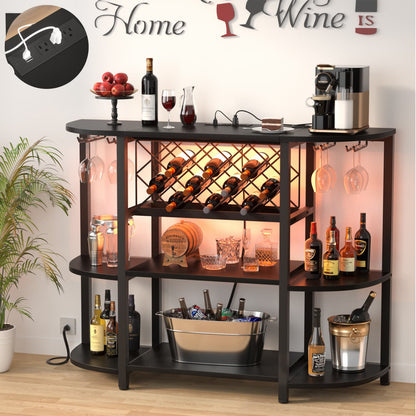 47.24" Storage Wine Cabinet with Lights and Outlets