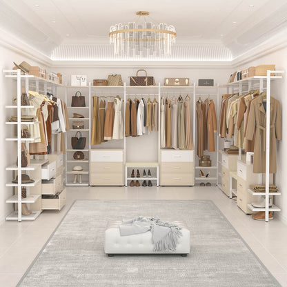 Freestanding Closet Organizer with 6 Drawers, Walk-In Closet Systen with 4 Clothing Rack