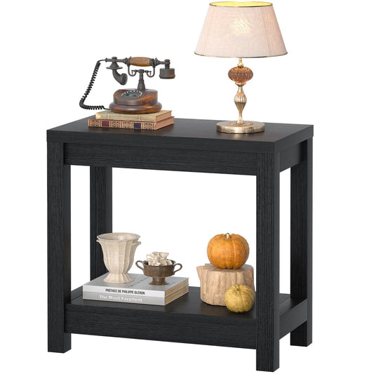 Farmhouse End Table, Narrow Side Table, Slim End Table with Storage Shelf, Small Console Table for Living Room, 24"