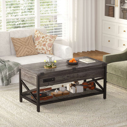 Coffee Table Lift Top with LED Light and Power Outlet