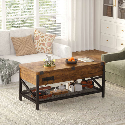 Coffee Table Lift Top with LED Light and Power Outlet