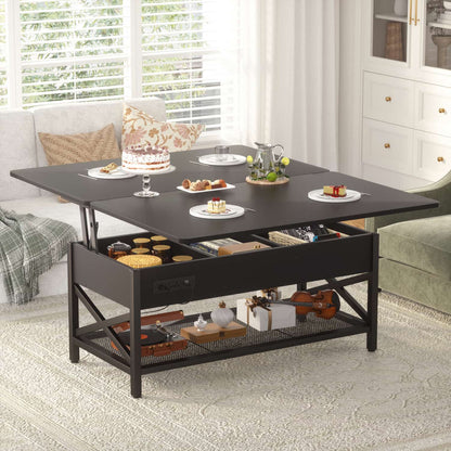 Coffee Table Lift Top with LED Light and Power Outlet