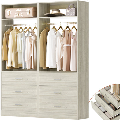 Closet System Set of 2, 4FT Closet Systems with 6 Wood Drawers