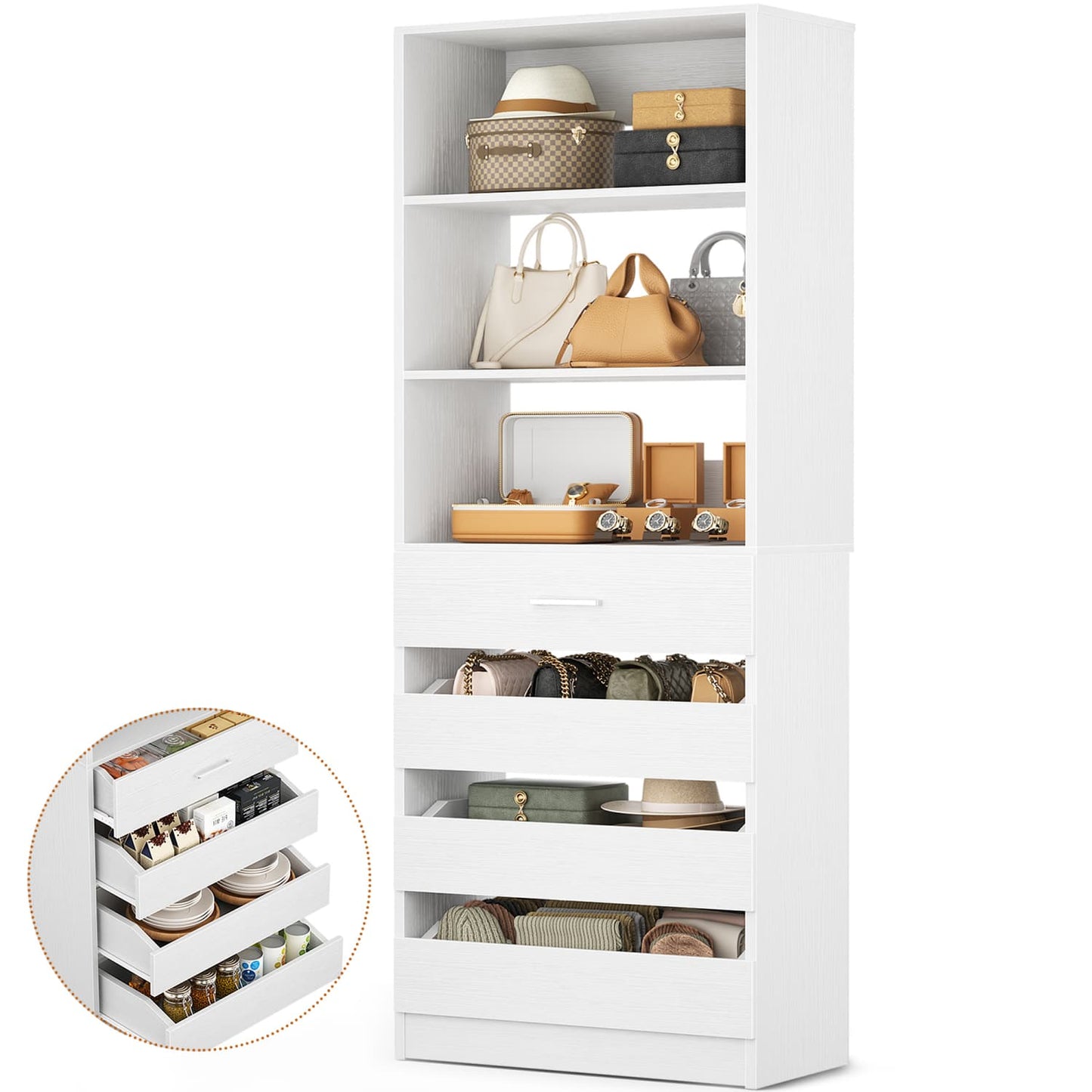 Besiost 80"H Pantry Cabinet with Drawers