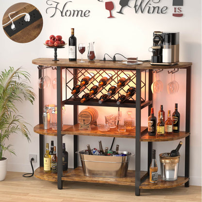 47.24" Storage Wine Cabinet with Lights and Outlets
