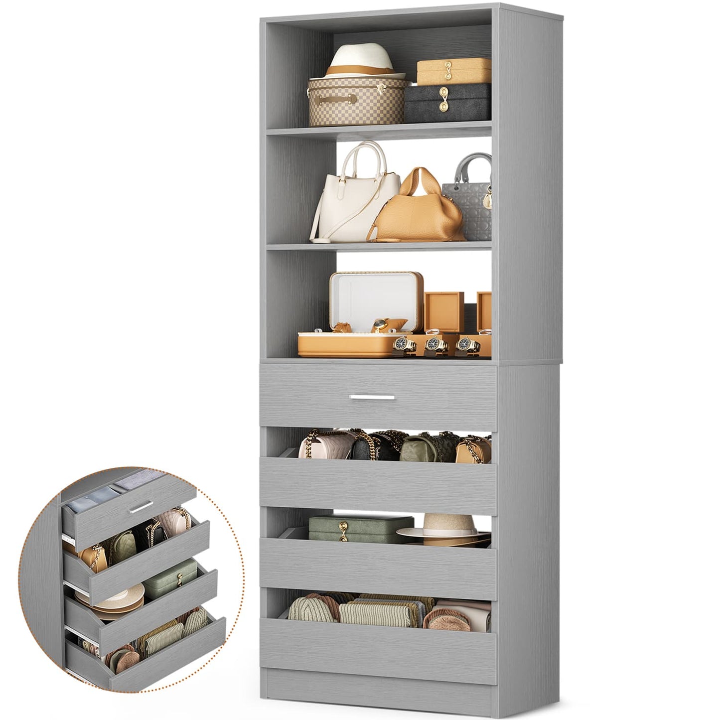 Besiost 80"H Pantry Cabinet with Drawers