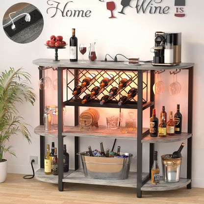 47.24" Storage Wine Cabinet with Lights and Outlets