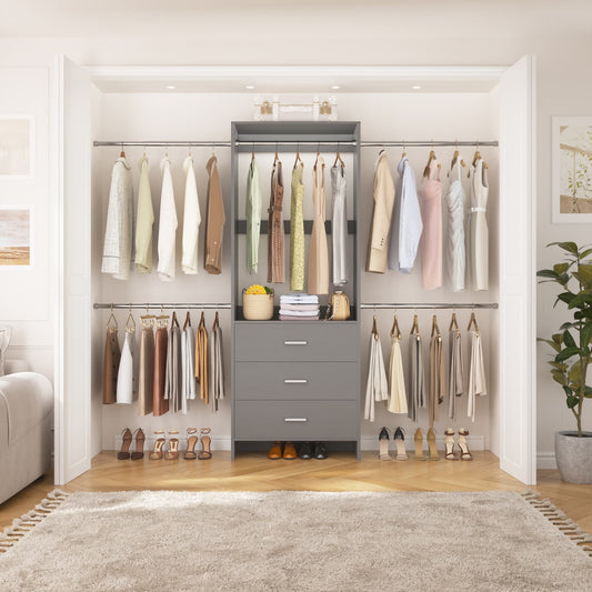 Closet System with 4 Hanging Rods