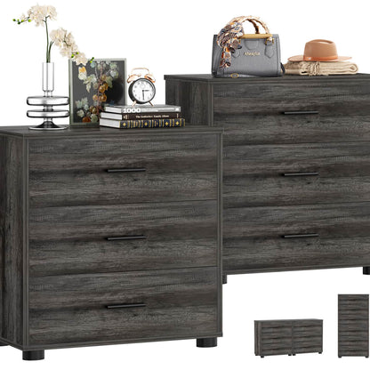 Set of 2 Wooden 6-Drawers Dressers with Storage, Closet Storage Cabinet and Nightstand
