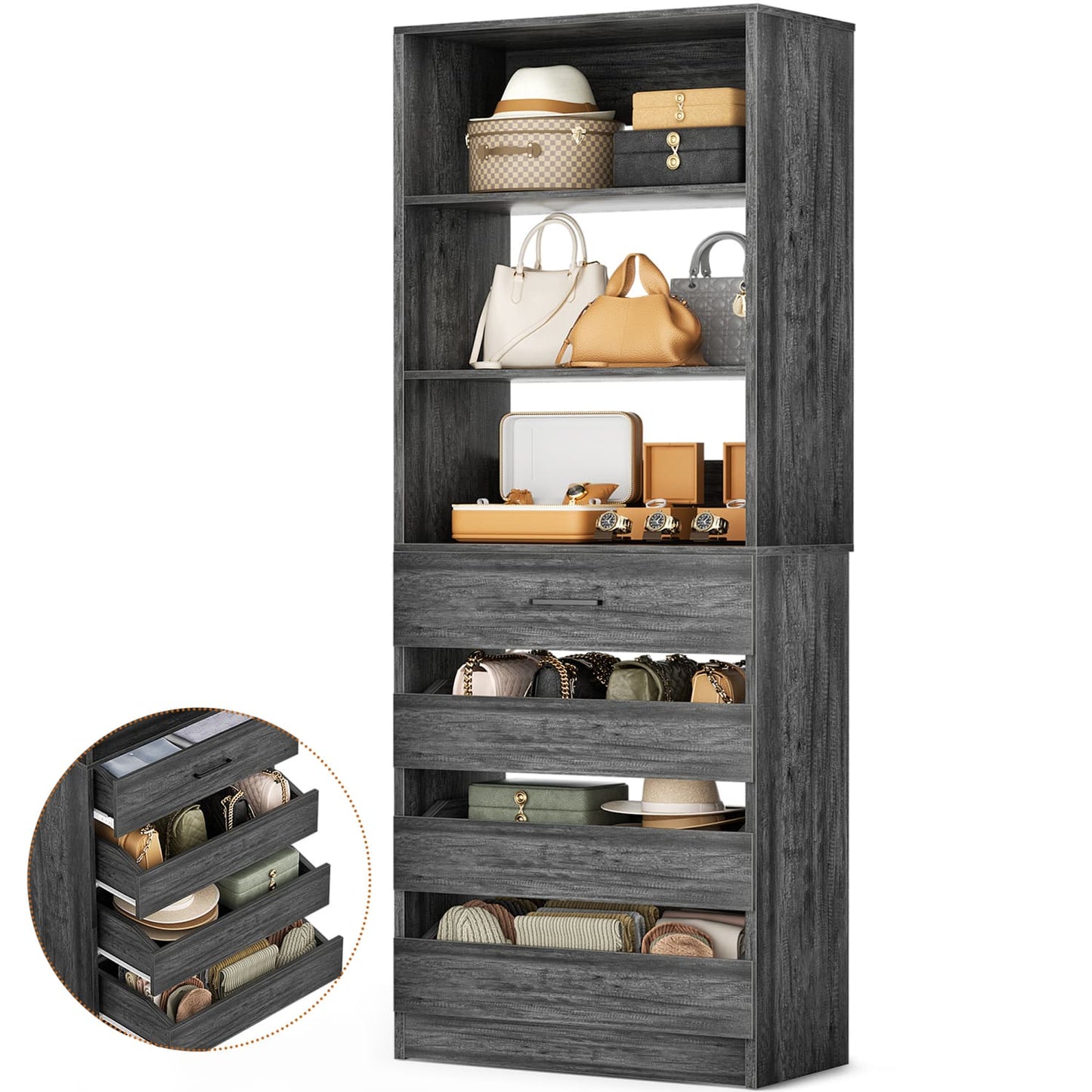 Besiost 80"H Pantry Cabinet with Drawers