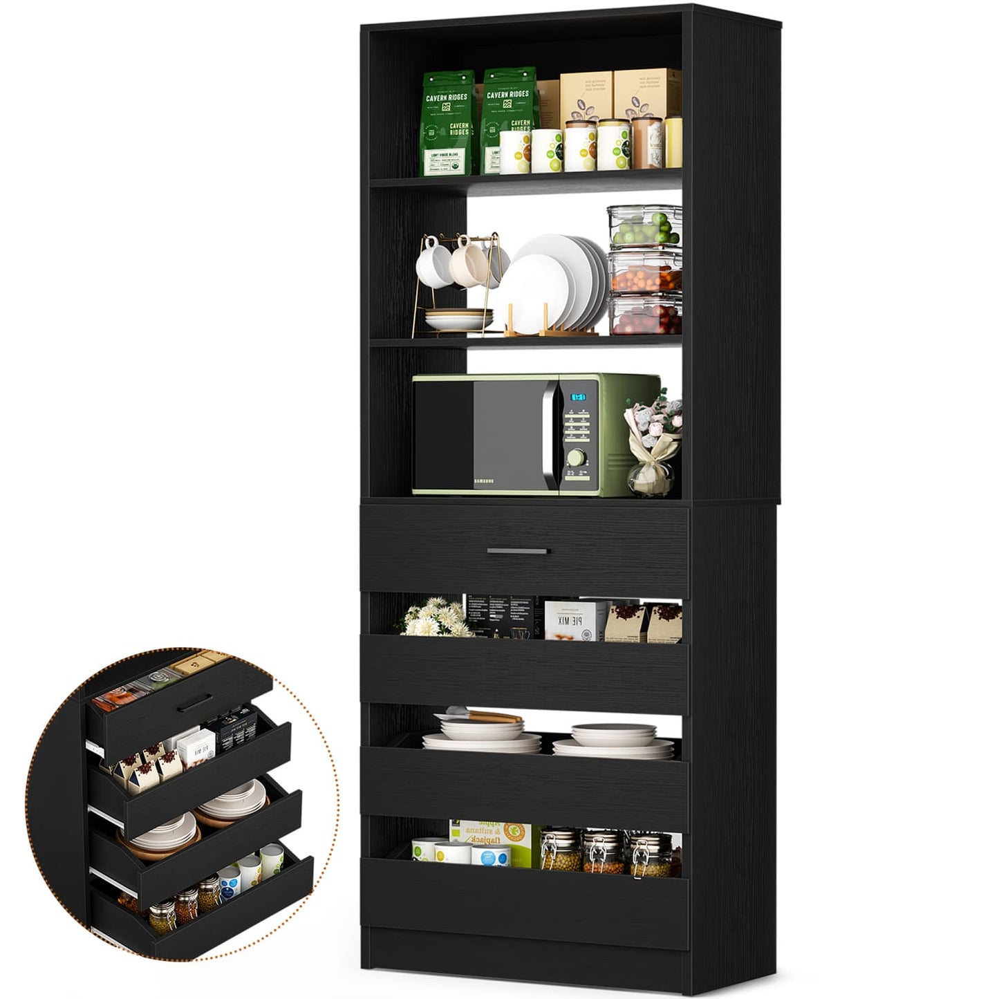 Besiost 80"H Pantry Cabinet with Drawers